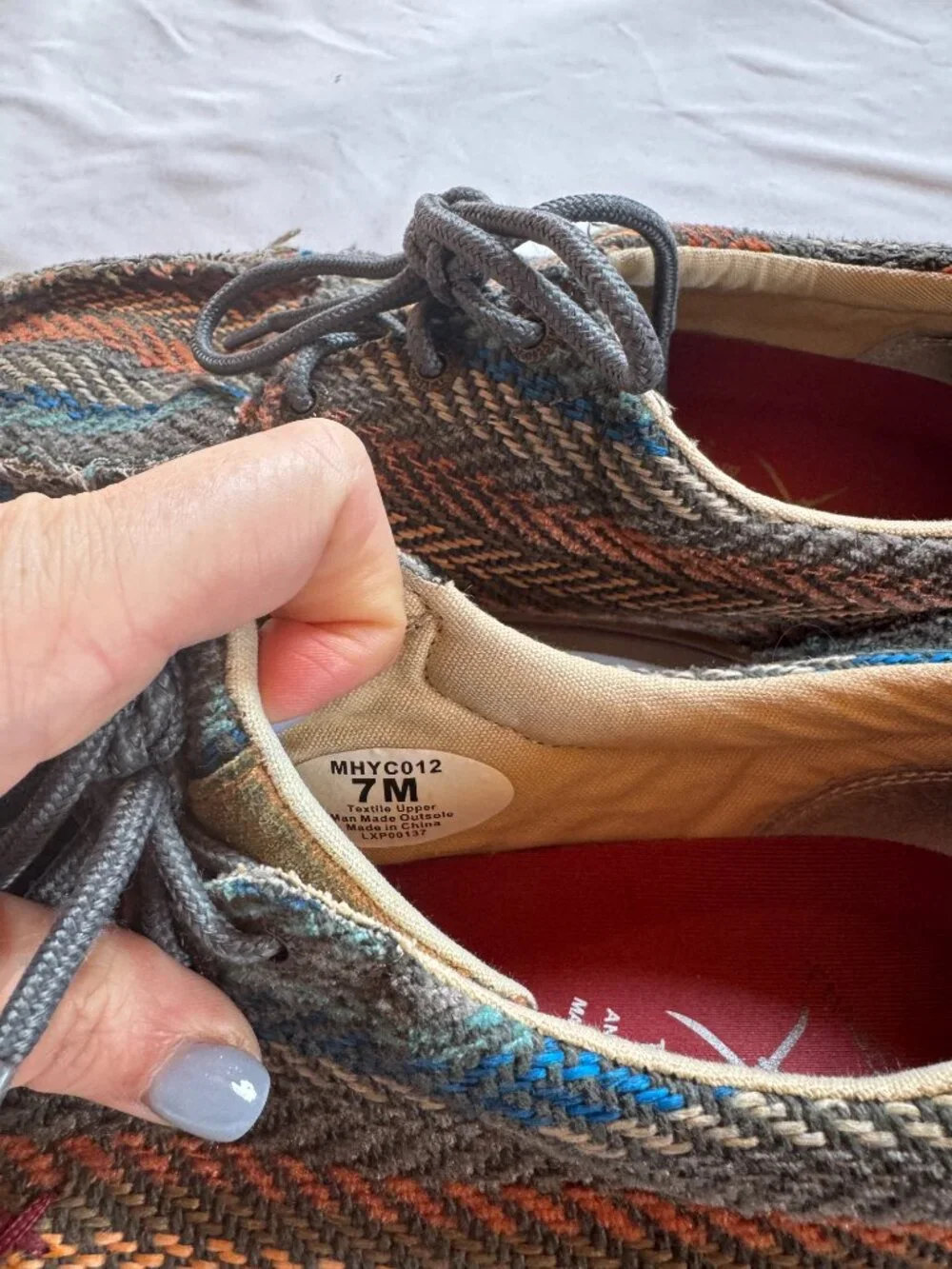 Twisted X Herringbone Tweed Lace-Up Moccasin Shoes Size 7